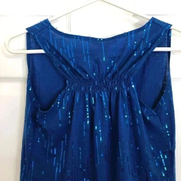 Carol Rose Blue Sleeveless Sequin Top Size Small - Picture 10 of 11